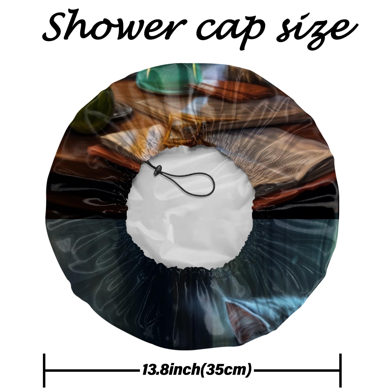 Deokke 2 PCS Shower Cap Reusable Large Waterproof Adjustable Double Layer Elastic Dry Hair Bathing Caps Aesthetic Cute for Women Girls (Q6-Elephant Cat) - Image 2