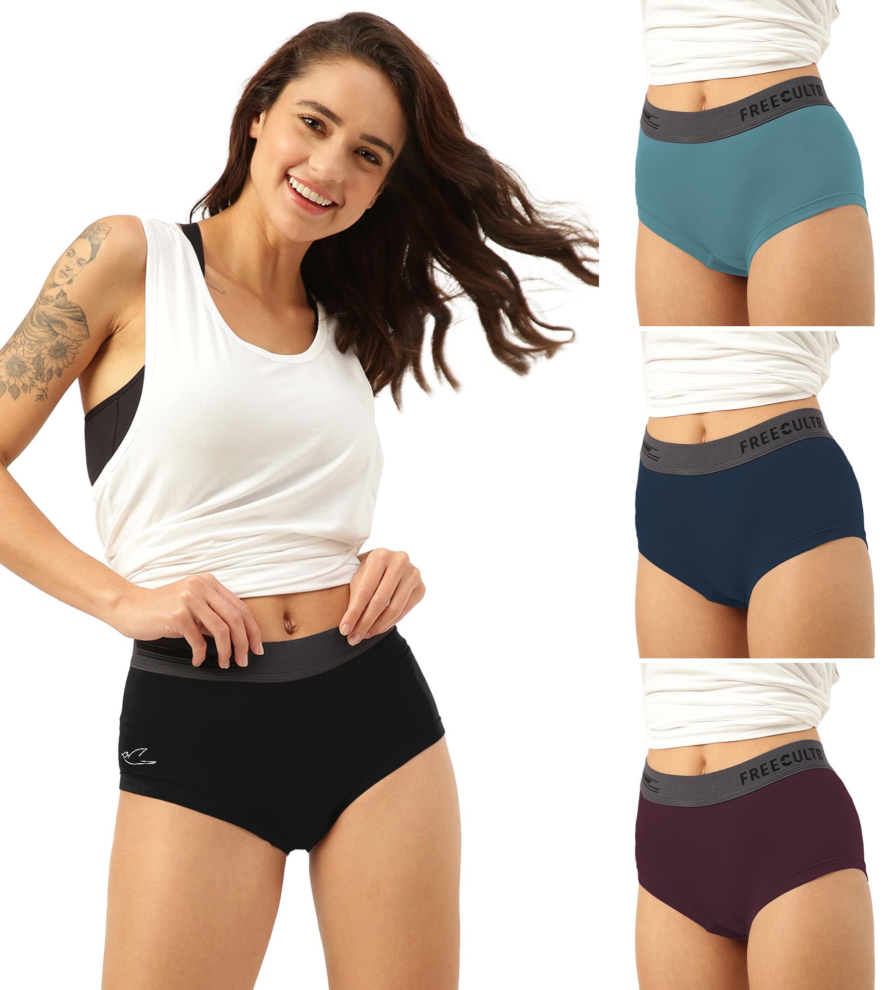 freecultr Women's Underwear Antibacterial Micromodal Airsoft | Boxer Briefs | No-Itch, No-Chafing, Sweat-Proof & Ultra-Soft Fabric for Everyday Wear (Pack of 4)-picture-17