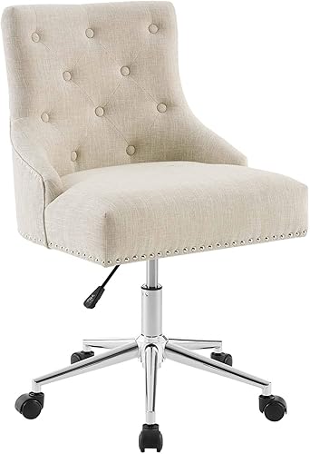 Miniatura 8 de Modway Regent - Silla de oficina giratoria de tela tapizada con botones capitoné y ribete de cabeza de clavo en color azul Celeste,Beige,verde