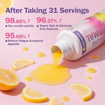 Liposomal Glutathione Liquid 500mg, with 1500mg Liposomal Complex & 2:1 Phospholipid Ratio for Superior Absorption, 3-in-1 Action Formula with NAC & Cofactors, Gentle on Stomach, Lemon Flavor 16 fl oz