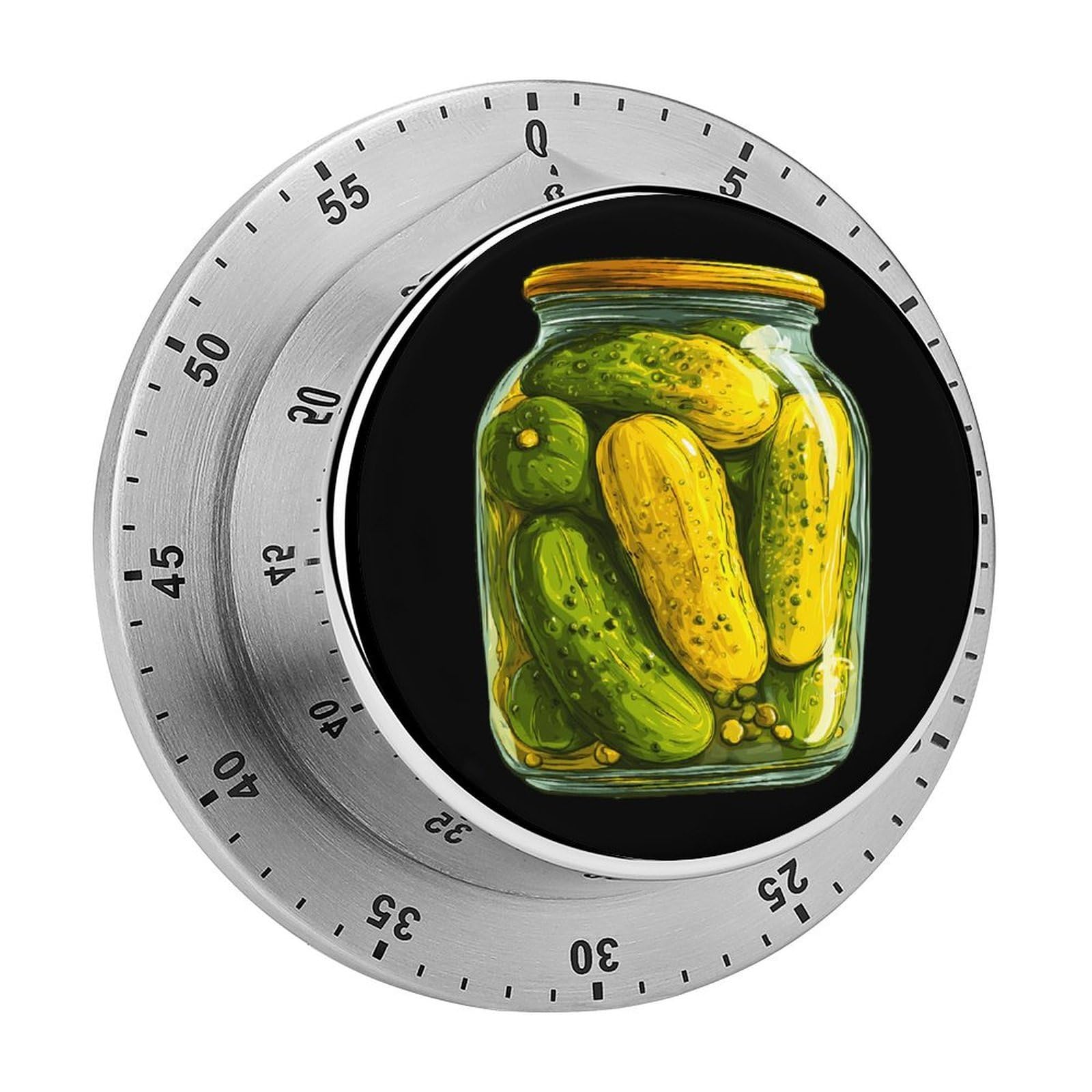Pickles in A Jar Mechanical Timer with Alarm for Kitchen Cooking Productivity Stainless Steel Timers