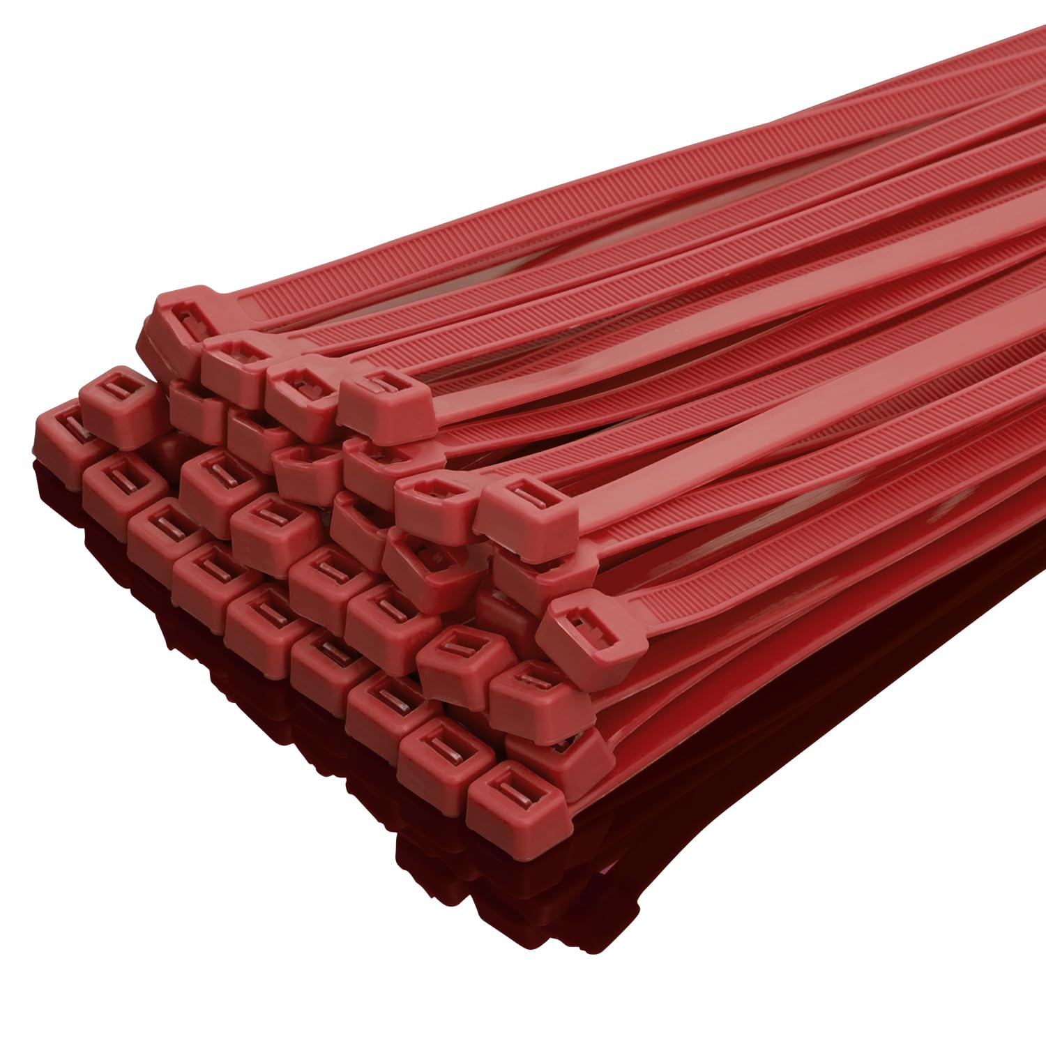 XINGO 100 PCS Cable Zip Ties Heavy Duty, 120 lbs Tensile Strength, Self-Locking Premium Plastic Cable Wire Ties for Indoor and Outdoor Use (300mm x 7.6mm, Red) — image 1