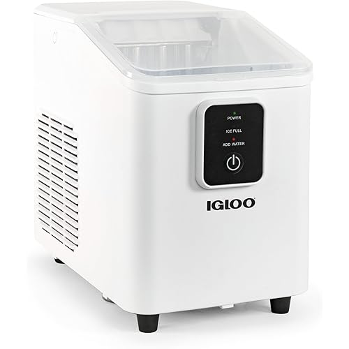 Igloo Self-Cleaning Countertop Ice Maker - Compact and Portable - Creates 26 lbs. Per Day, 8 Pieces Ready Every 7-8 Minutes - Includes Ice Scoop and Basket - White