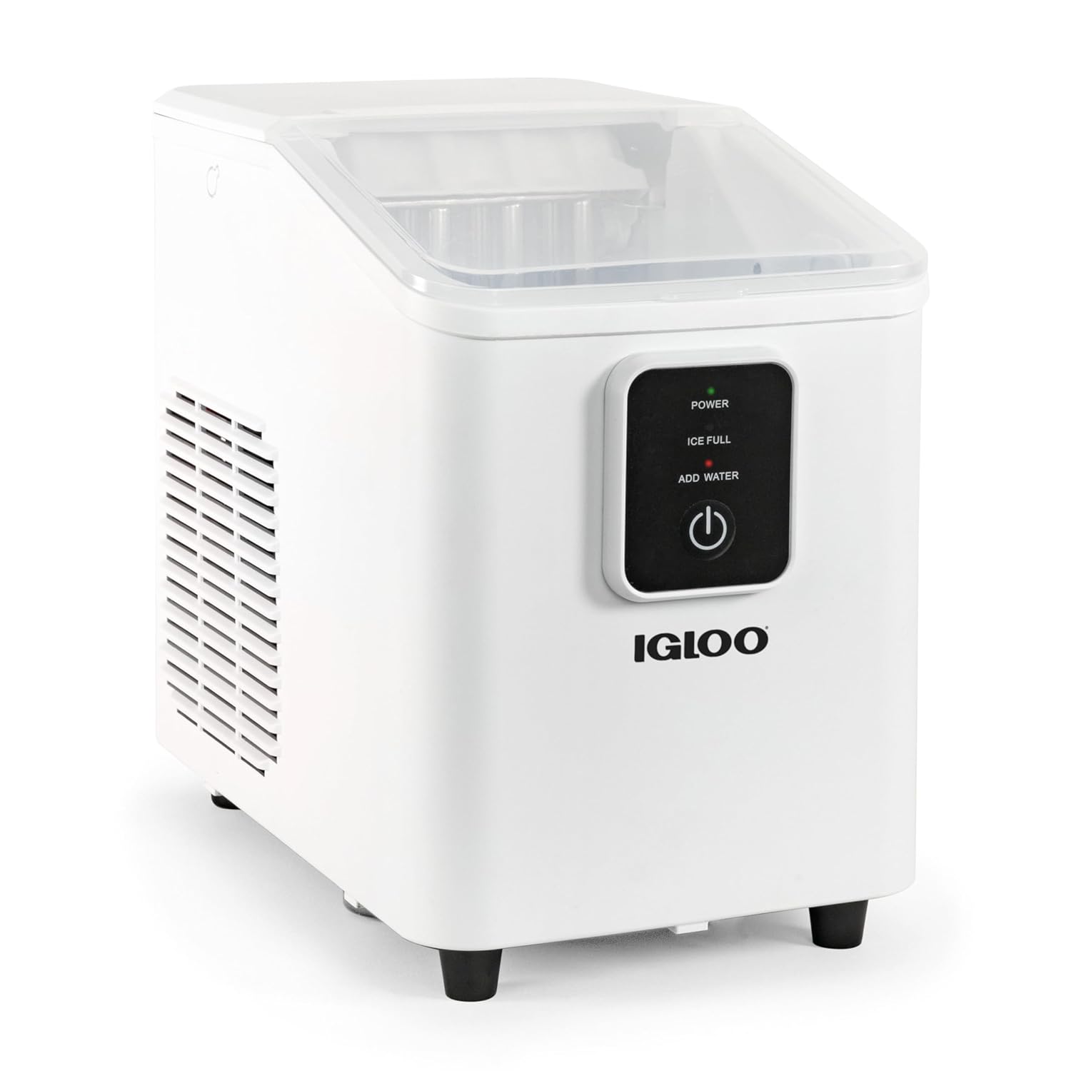 igloo self-cleaning countertop ice maker - compact and portable - creates 26 lbs. per day, 8 pieces ready every 7-8 minutes - includes ice scoop and basket - white white 26 lb