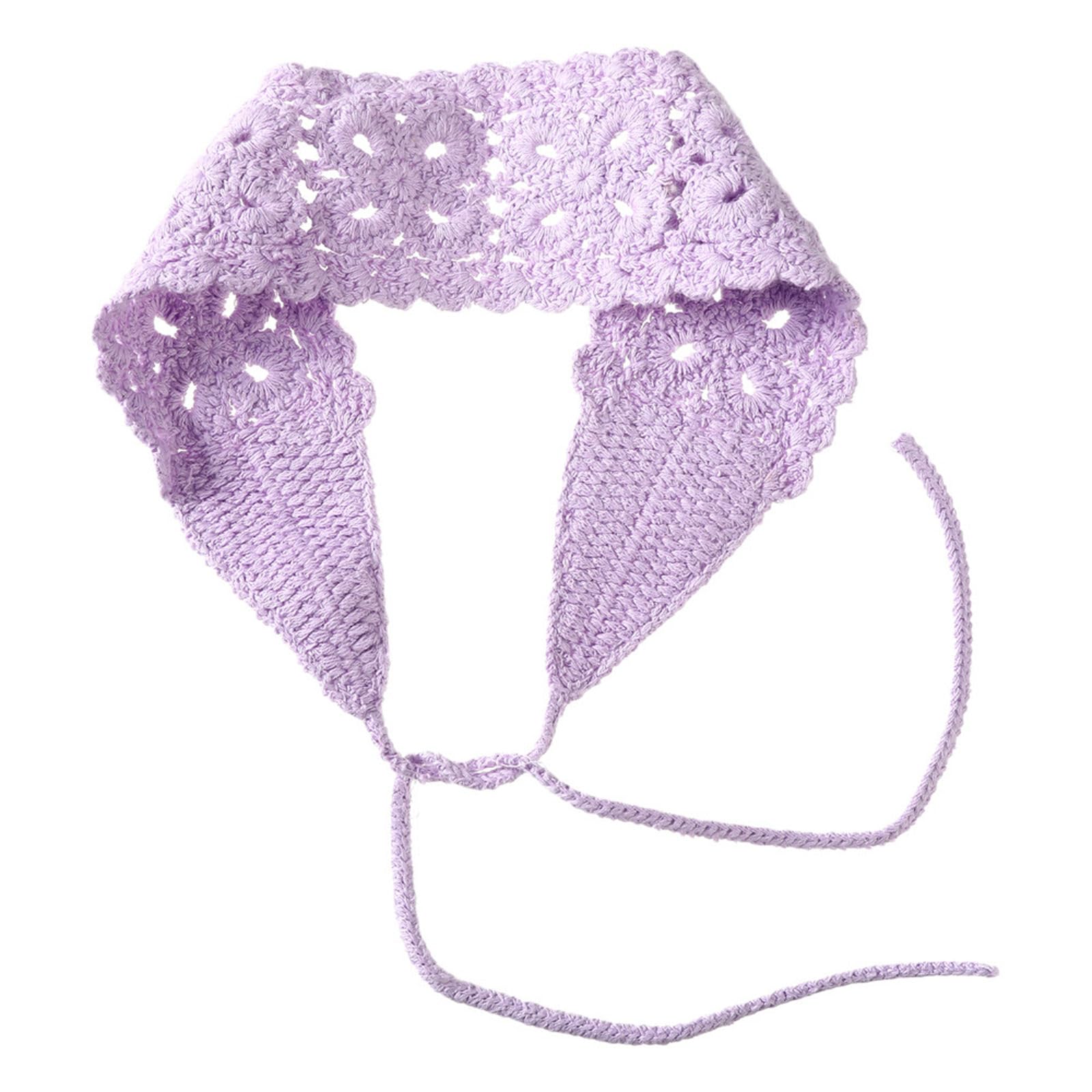 MICFENY Stretchable Knitted Hairband Headwear With Floral Cutout Hollow Knitted Comfortable Wear Multiple Colors