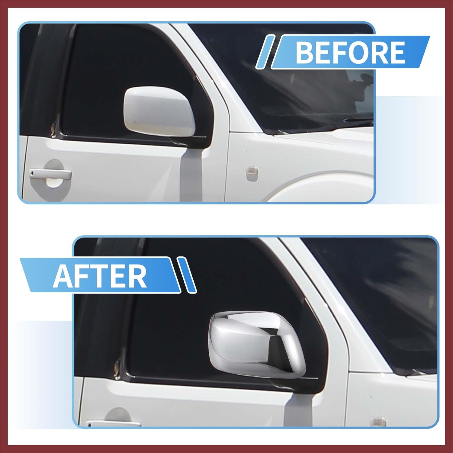 for Nissan Frontier Pathfinder Xterra 2005-2015 Driver Passenger Side Mirror Covers Cap Overlay Rearview Mirror Guard Covers Silver Tone 1 Pair