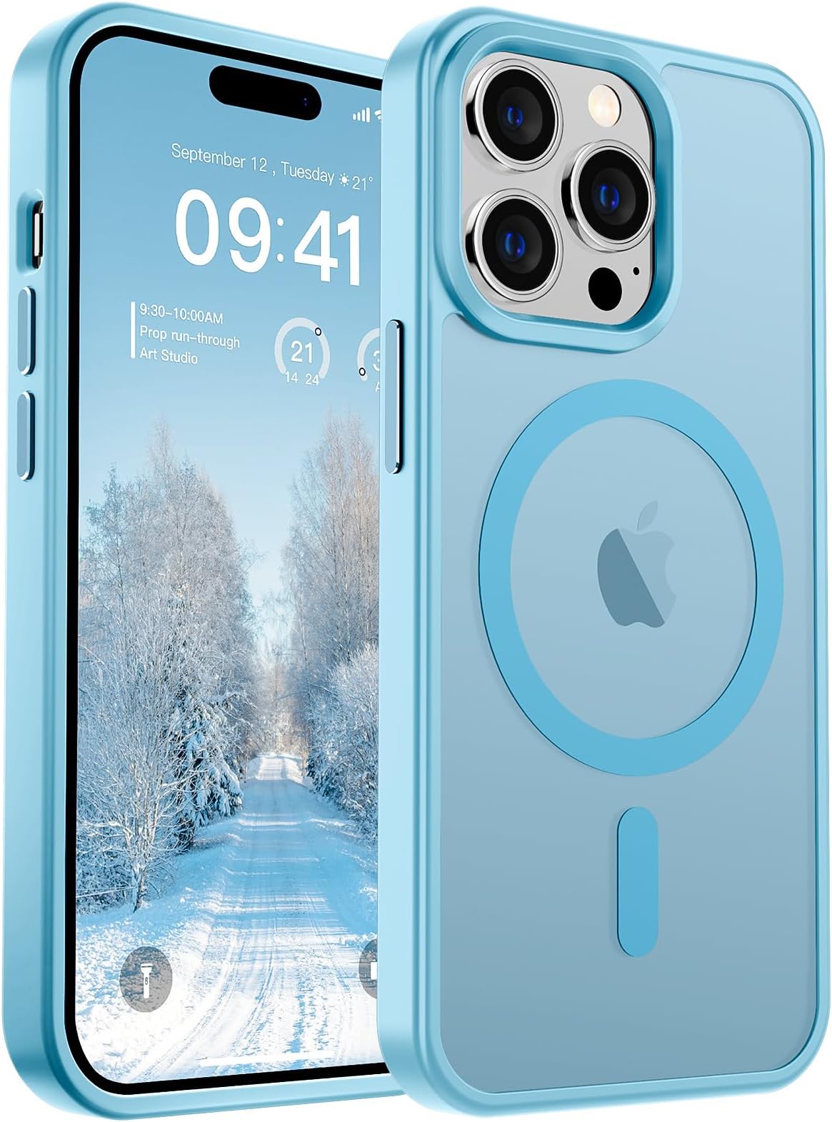 SUPFINE Magnetic for iPhone 14 Pro Case (Compatible with MagSafe)(10 FT Military Grade Drop Protection) Slim Translucent Matte Shockproof with Anti-Fingerprint Phone Case,Light Blue