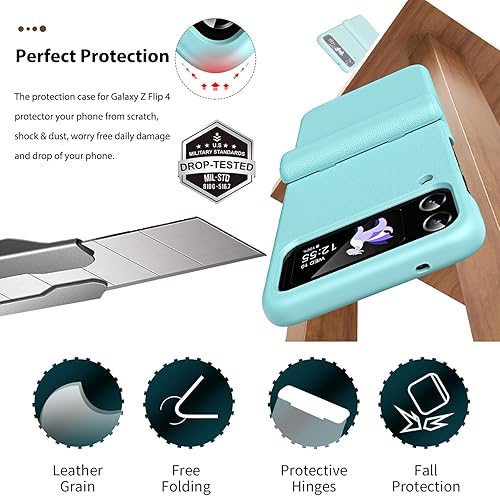 Miniatura 3 de Miimall Funda compatible con Galaxy Z Flip 4, delgada, resistente a las caídas, antiarañazos, bisagra, protección de grado militar, funda de
