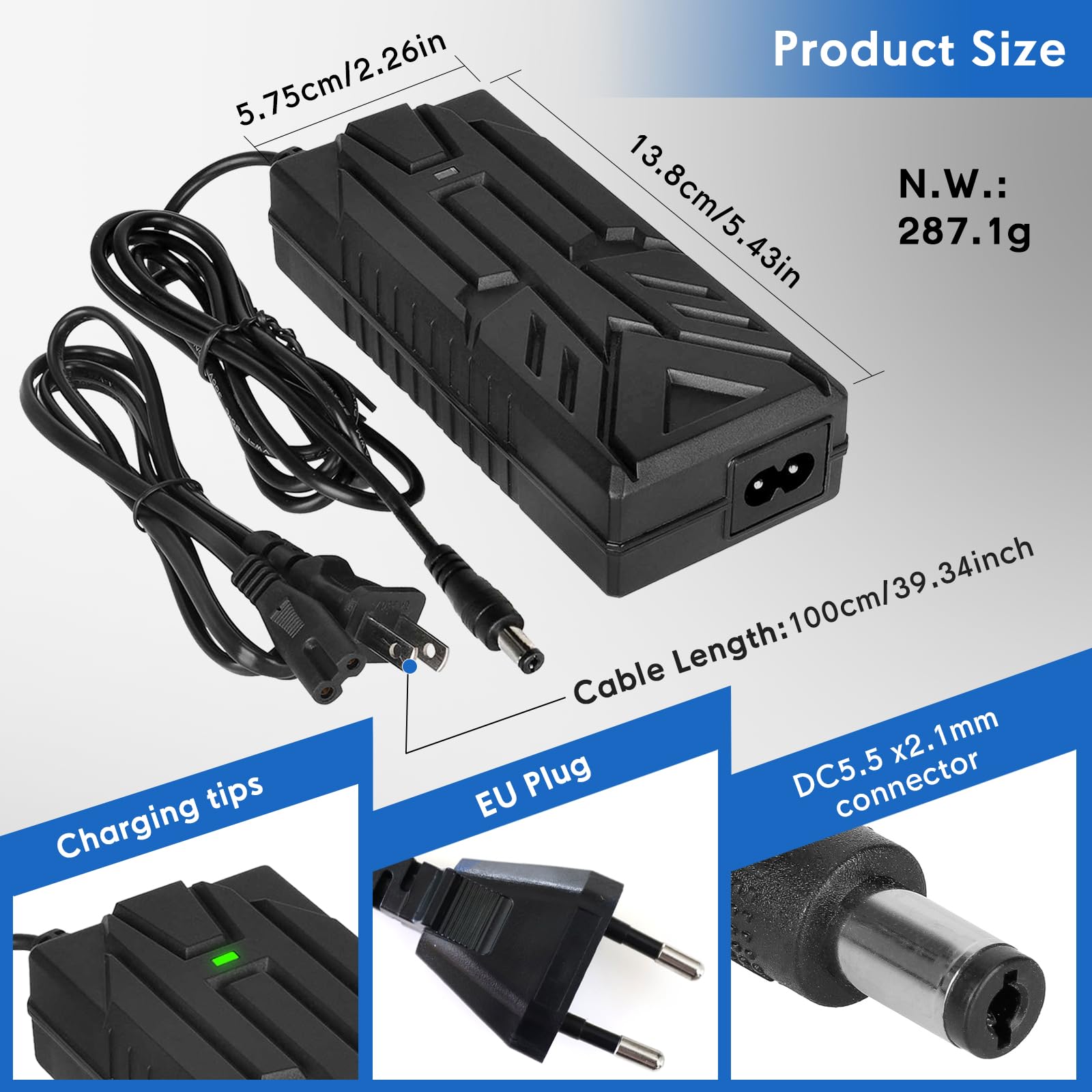 Chargeur Universel 42V 2A Pour Trottinette Et Hoverboard – 3 Connecteurs Inclus