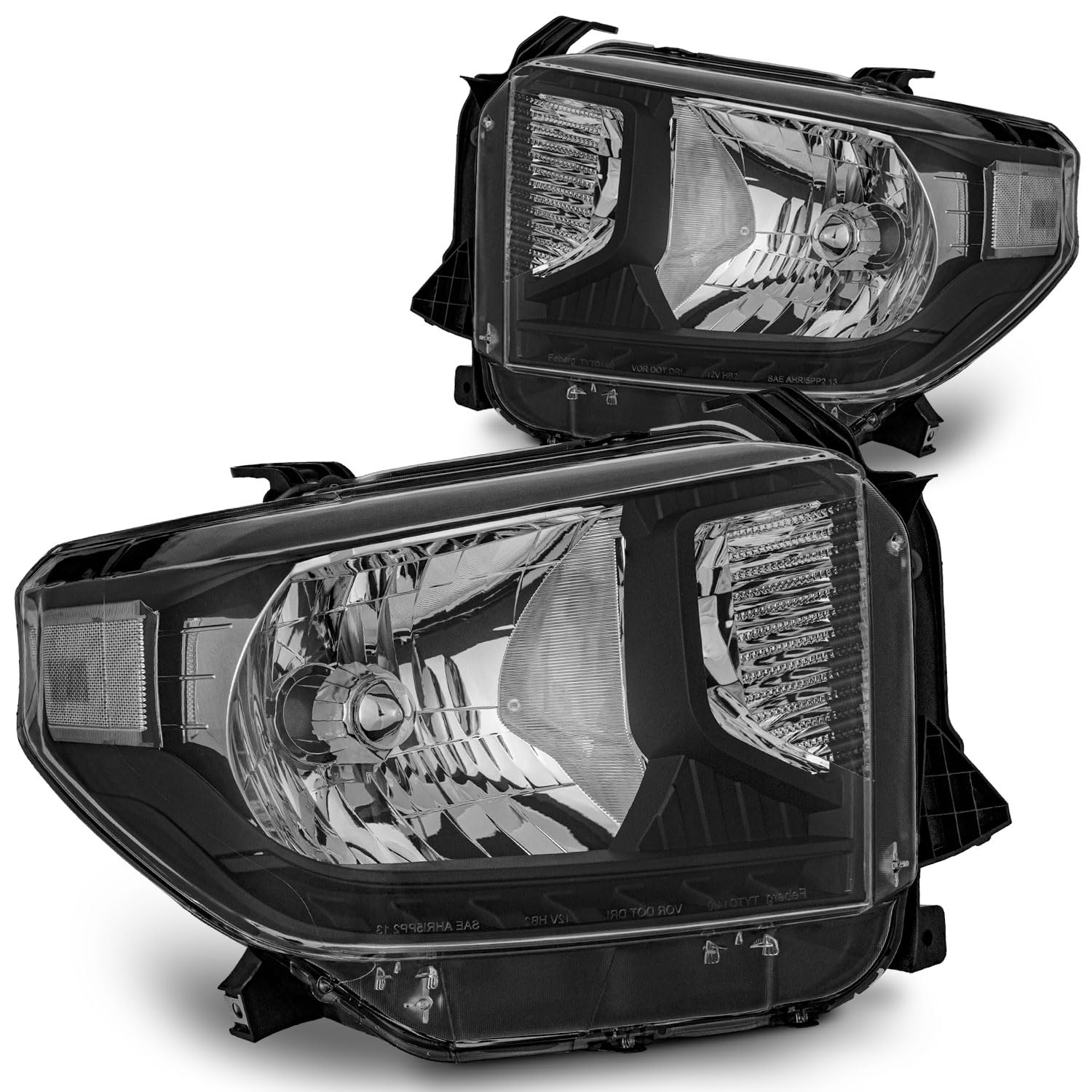 weelmoto headlights assembly compatible with 2014-2021 toyota tundra, not for models w/adjustable headlight leveling dial/buttons *not compatible* w/factory led drl models left+right side