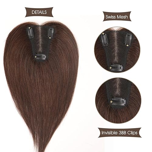 Miniatura 7 de Toppers para el cabello para mujer, piezas de cabello humano real, adornos para el cabello para mujeres con cabello delgado, para cubrir el cabello