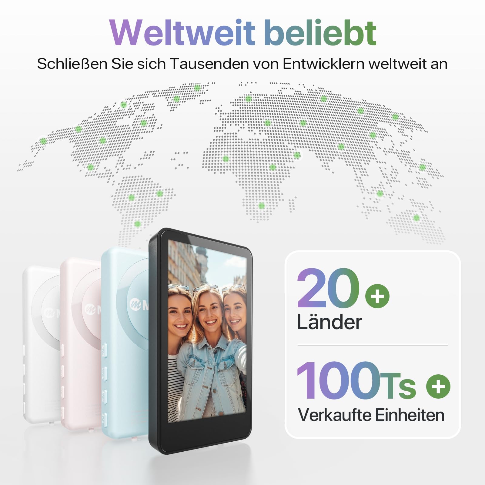 Moman Selfie Monitor Handy 3,97" für iPhone & Android, Handy Monitor Bildschirm Magnetisch für iPhone 17, Rückkamera Selfie Kabellos 50m für Vlog TikTok Live Stream - Schwarz