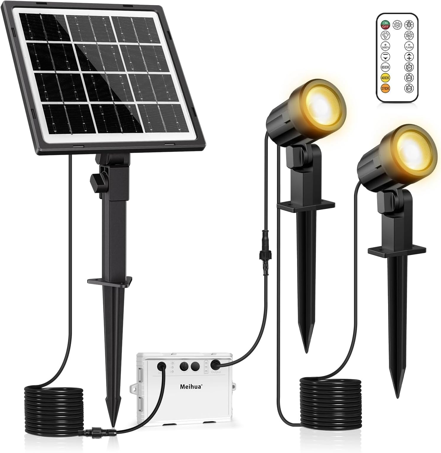 CLY Solar Strahler, Gartenleuchte Solar außen mit Fernbedienung 2700K