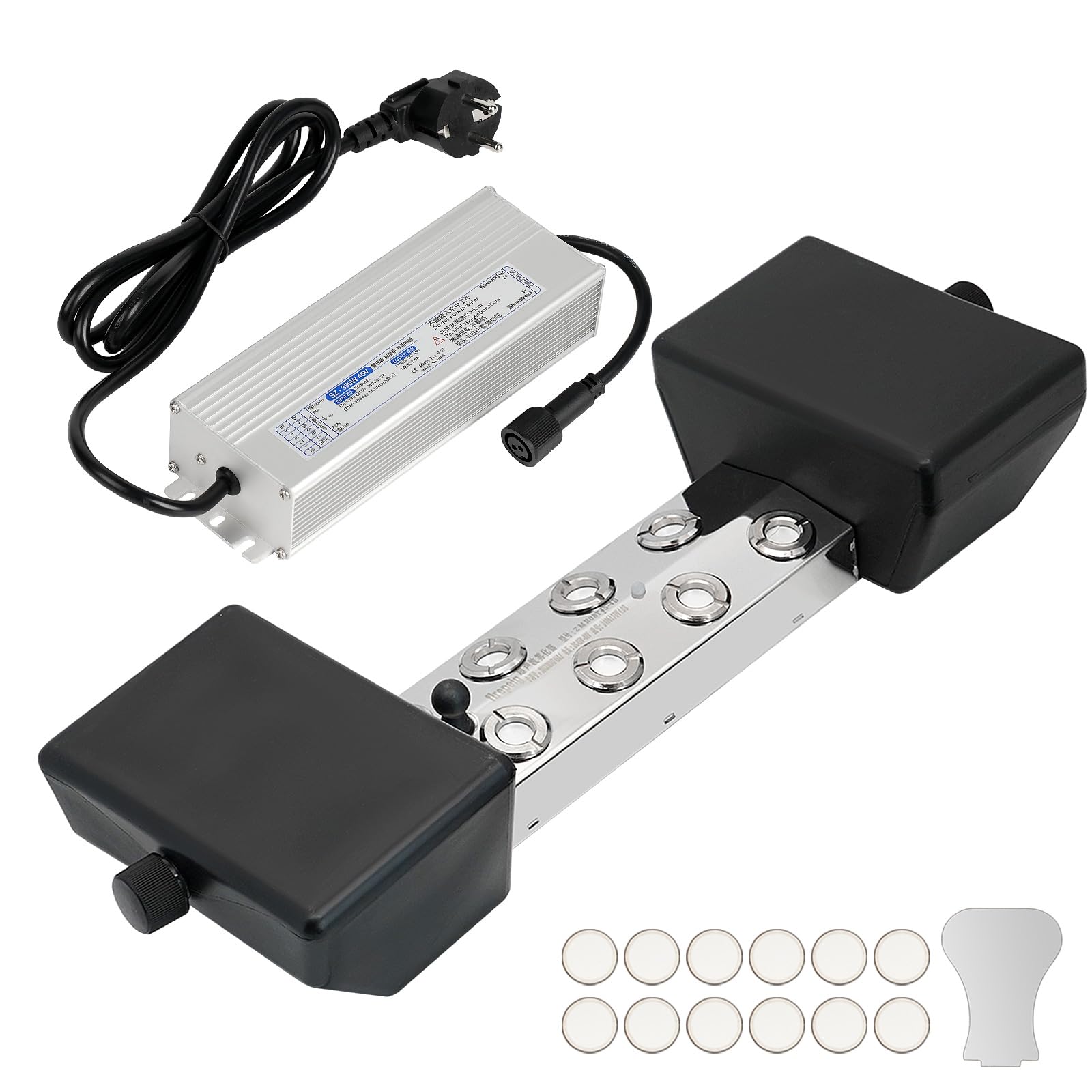 Generador De Niebla 8 Cabezas 6.4L/H Maquina De Niebla con Fuente De Alimentación De 350w Y Boya De Plástico, Atomizador De Metal, Nebulizador Ultrasónico para Estanques, Jardines, Fuentes