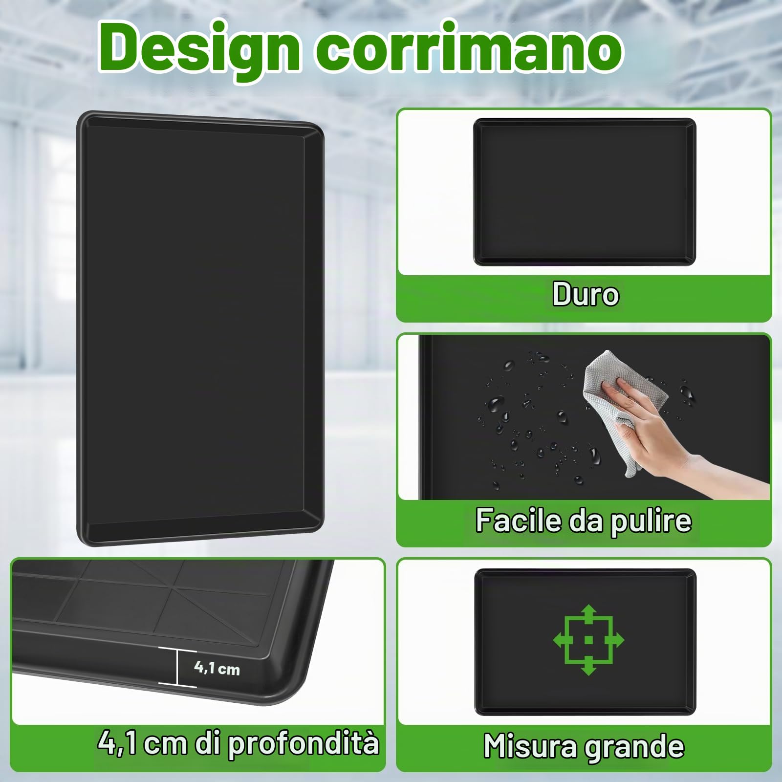 Poweka 6 Vasca di Raccolta per Auto, 90 x 60 x 4 cm, Vaschetta Dell'olio del Telaio Universale, Vasca Raccolta Olio Motore, Mantenere Il Garage Sicuro e Pulito, 19 Litri