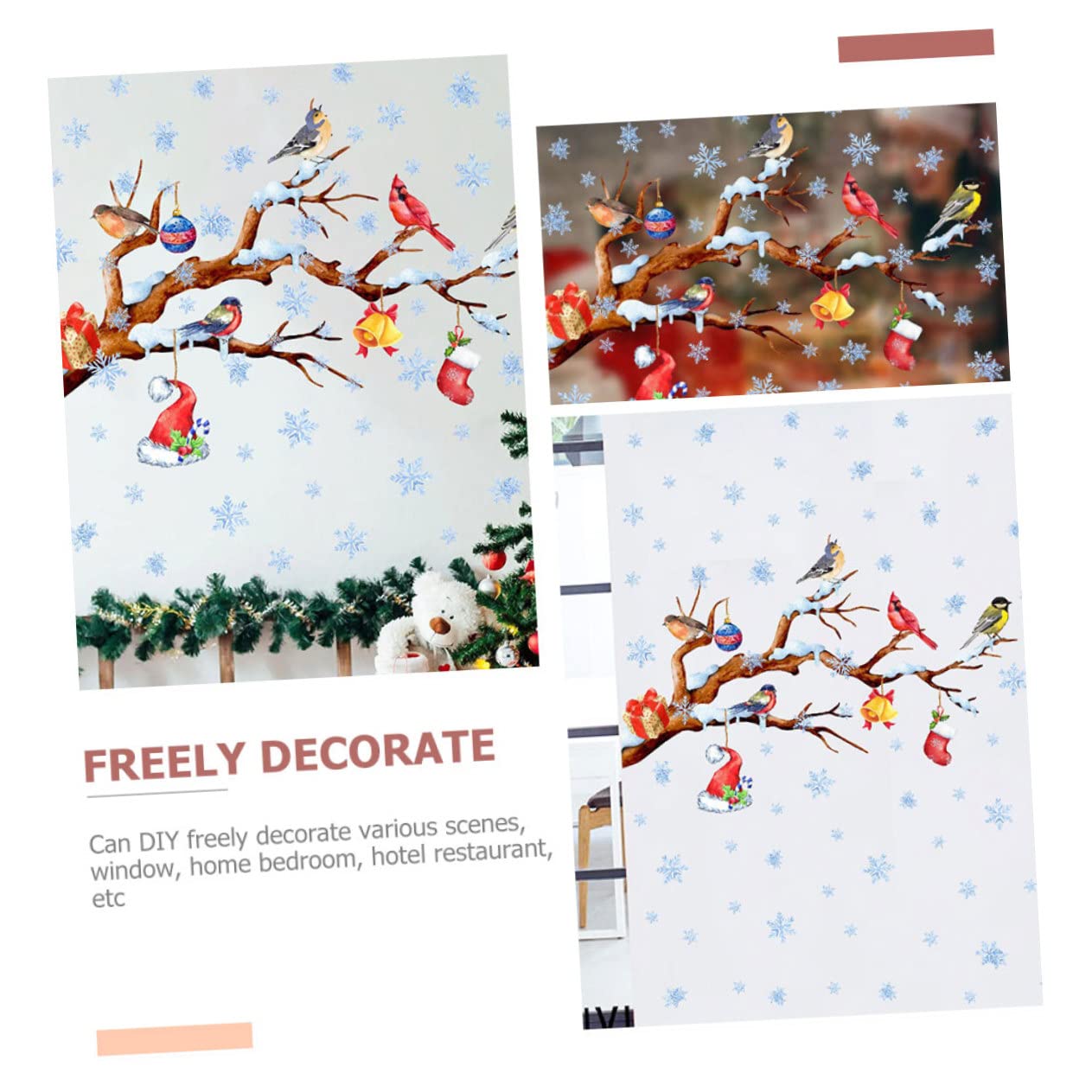 PRETYZOOM 5 Feuilles Autocollants De Fenêtre De Noël Ornements De Noël Stickers Muraux Flocon De Neige Dessin Animé Décalcomanie De Pépinière Flocons De Neige Fenêtre S'Accroche Papier