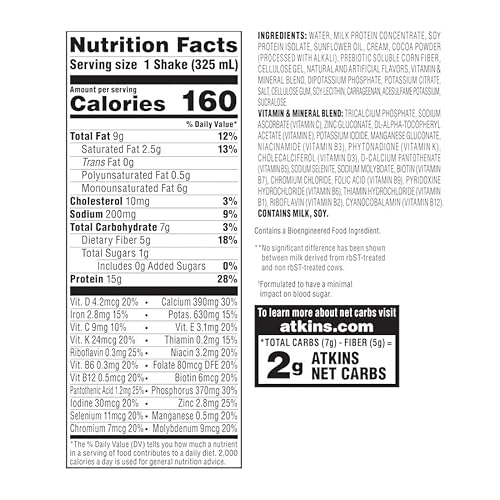 image for Atkins Milk Chocolate Delight Protein Shake, 15g Protein, Low Glycemic