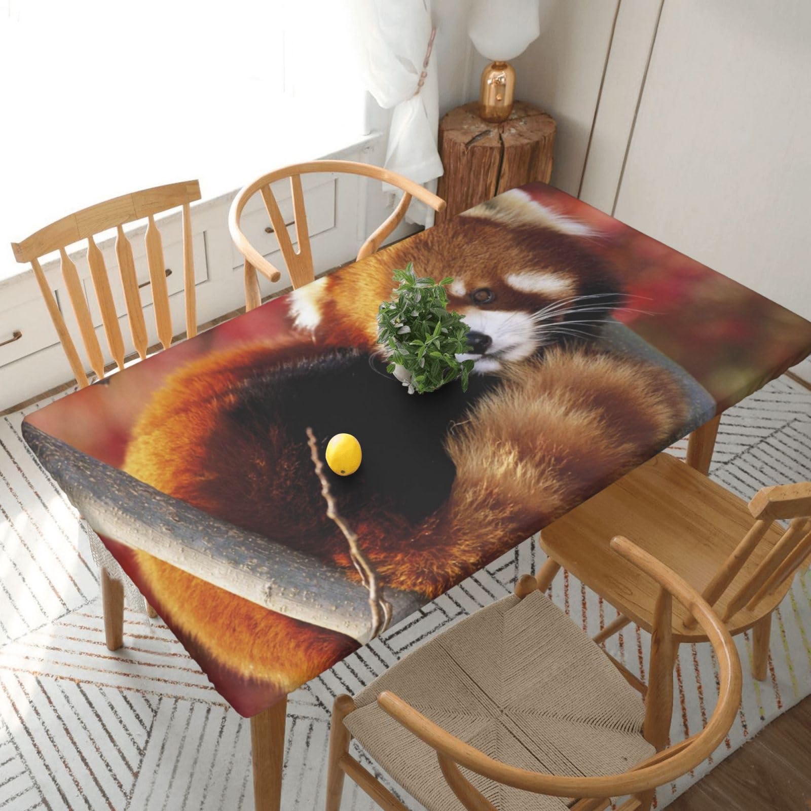 BNVSADC Red panda Printed 5FT Tablecloth Polyester Kitchen Water Resistant Table Cloth Dining Table Decoration Table Covers, 152x76 CM