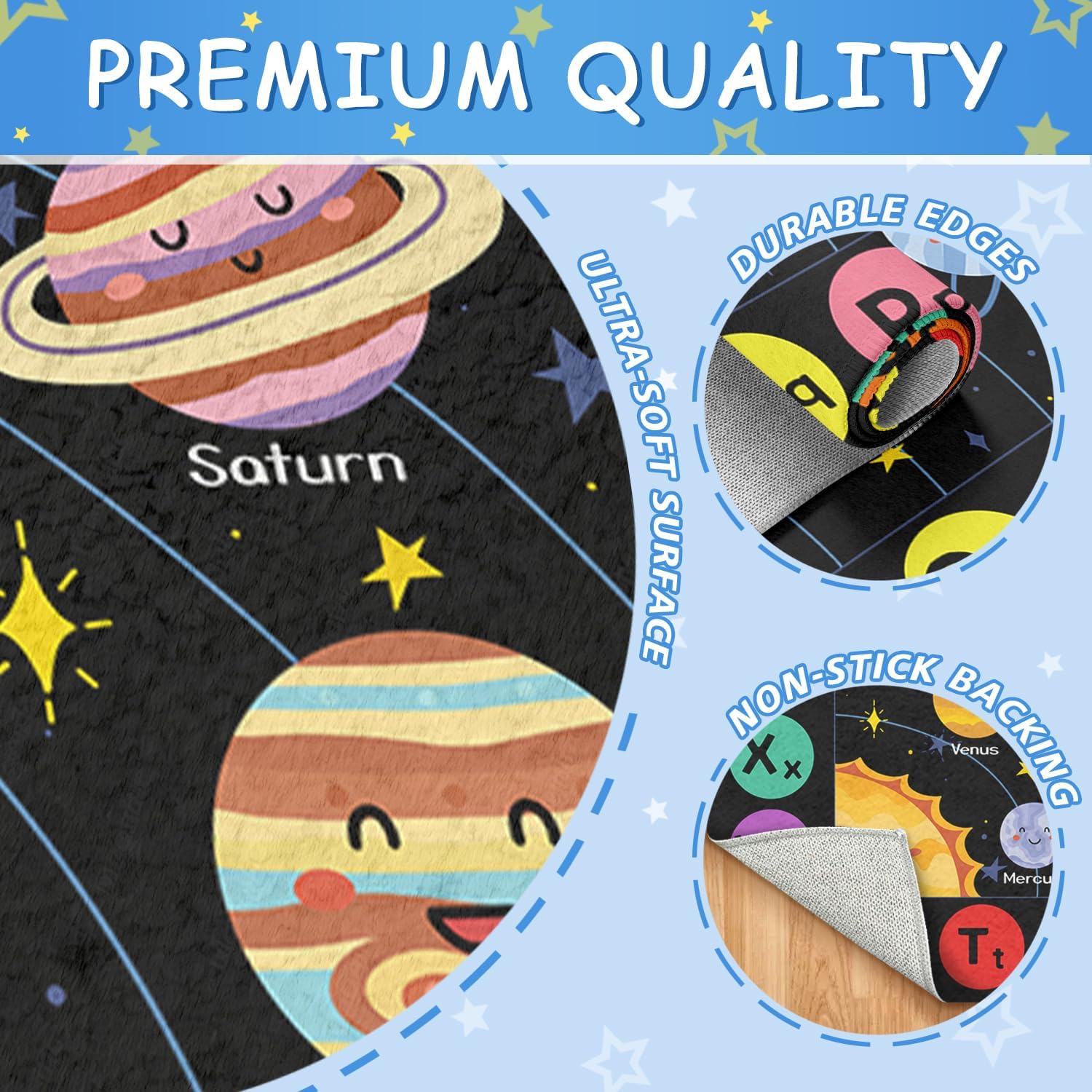 ABC Space Kids Rugs 3x5 Ft