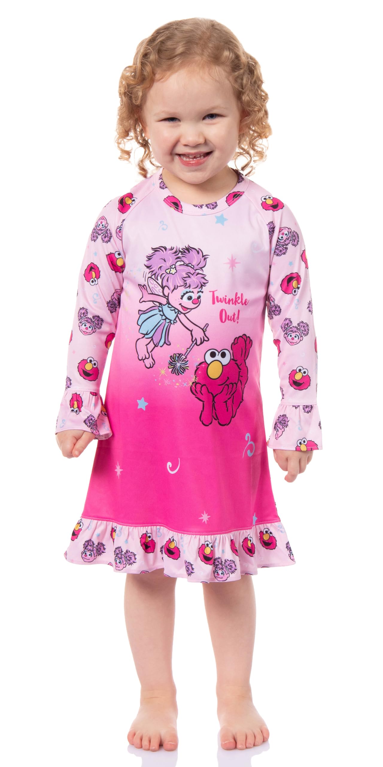 Intimo Girls Pink Sesame Street ' Twinkle Out Elmo Abby Cadabby Sleep Pajama Dress Nightgown, 24 Months