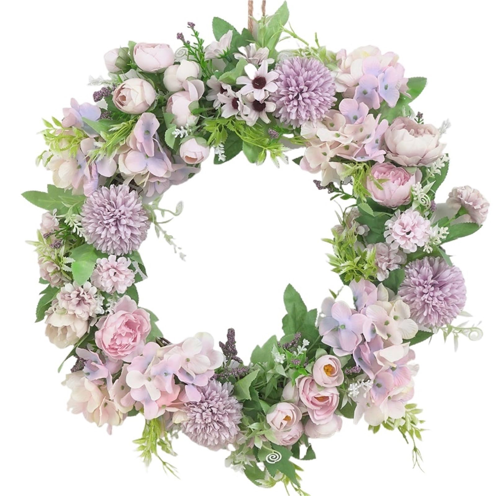 Luysgbxr Purple Wreaths Flower Wreath Simulation Peony Front Door Wall Hanging Fall For Wedding Party Indoor Outdoor Home Decoration(Purple)