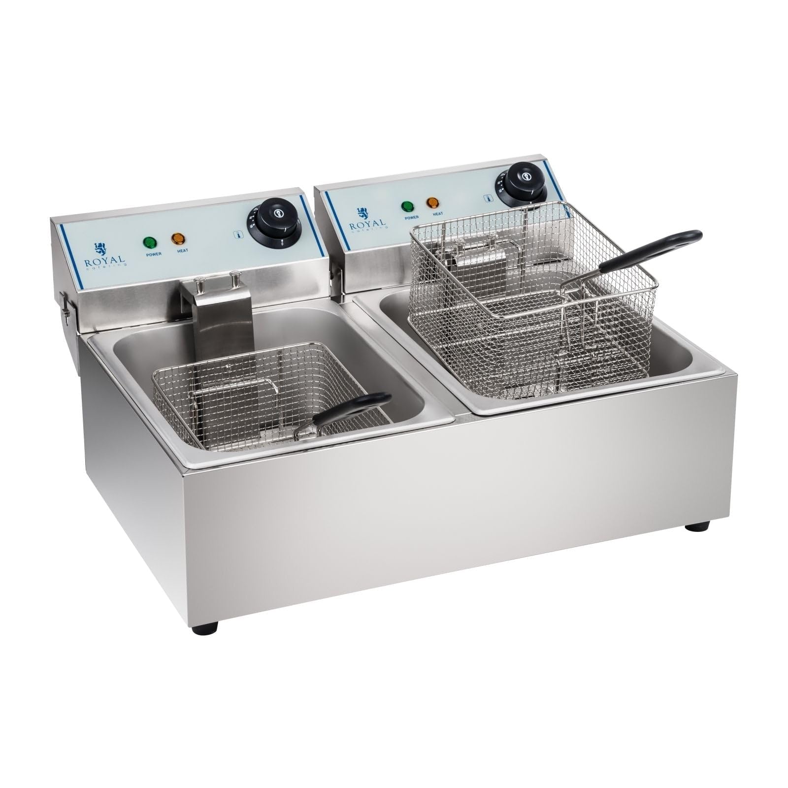 Friteuse acier inox 2 bacs 10 litres cuve amovible professionnelle 3614010
