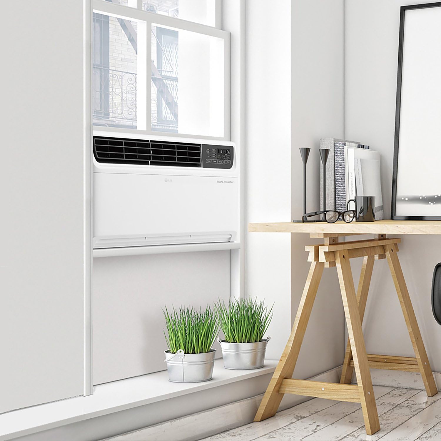 lg 18,000 btu window ac, dual inverter, wifi & remote, voice control | 230v, dual inverter, energy star, ultra quiet operation, lg thinq, alexa and google assistant compatible, up to 1000 sq.ft.