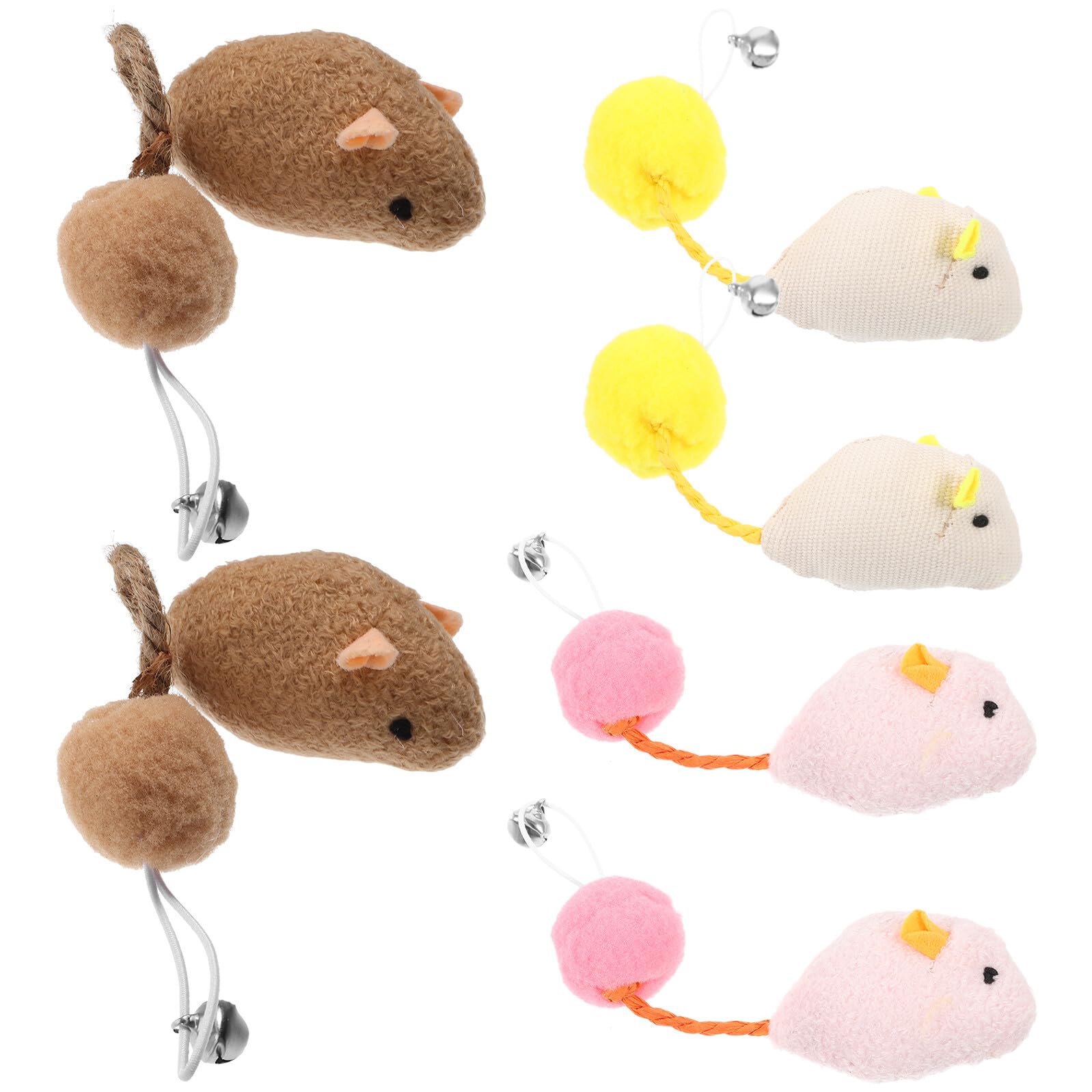 Hohopeti 6Pcs Jouets Souris en Peluche pour Chats avec Clochettes Souris Amusant pour Chat Lot De 6 2 2 2 pour Jeux Et Mastication