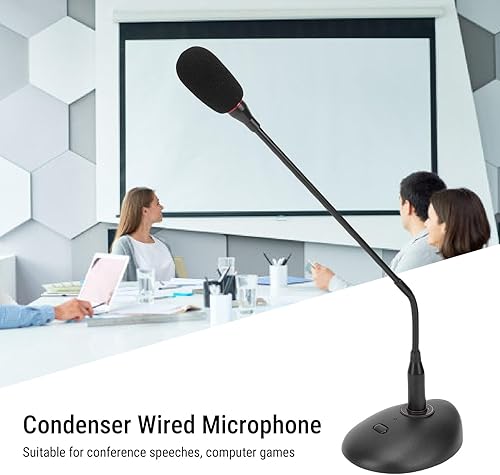 Miniatura 6 de Conferencias de micrófono de condensador de cuello de cisne, micrófono profesional con cable de escritorio con botones de silencio, micrófono de