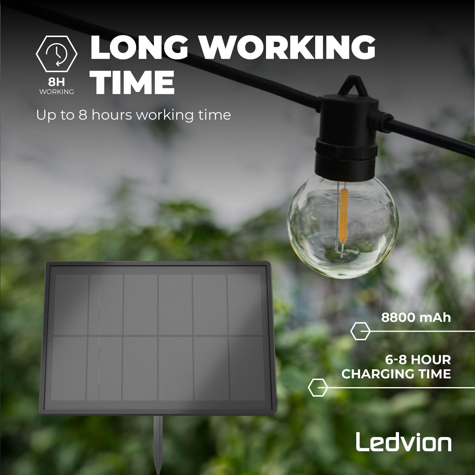 Ledvion - Catena Luminosa, 42 Metri Solaree, 75x E12 LED, IP44 Impermeabile, 2700K, G40, Plug & Play, Collegabile