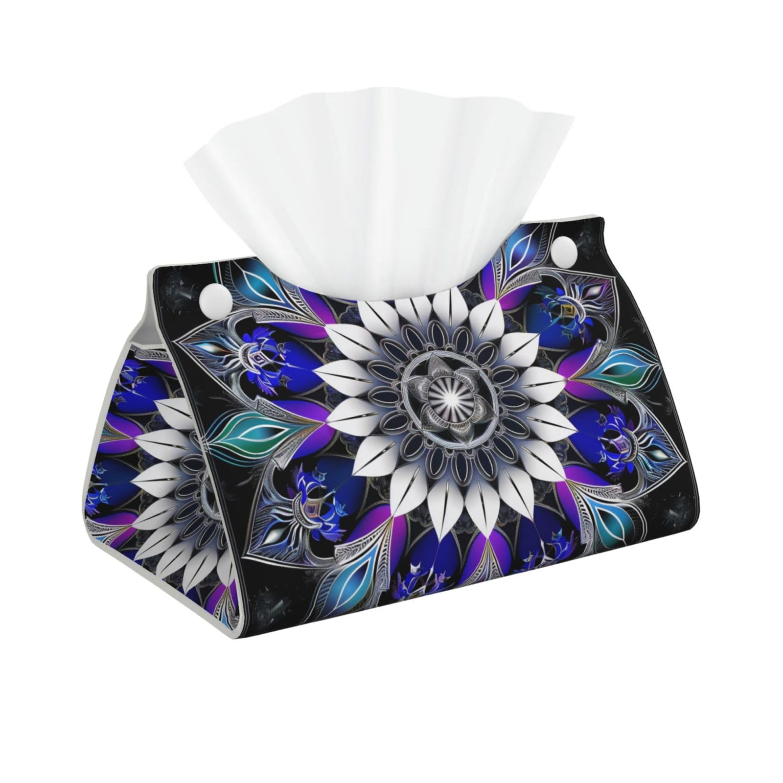 Rectangle Mandala print Print Tissue Box Cover Foldable Tissue Storage Box Leather Tissue Cube Box Holder for Living Room Bedroom Office Car Home Decor