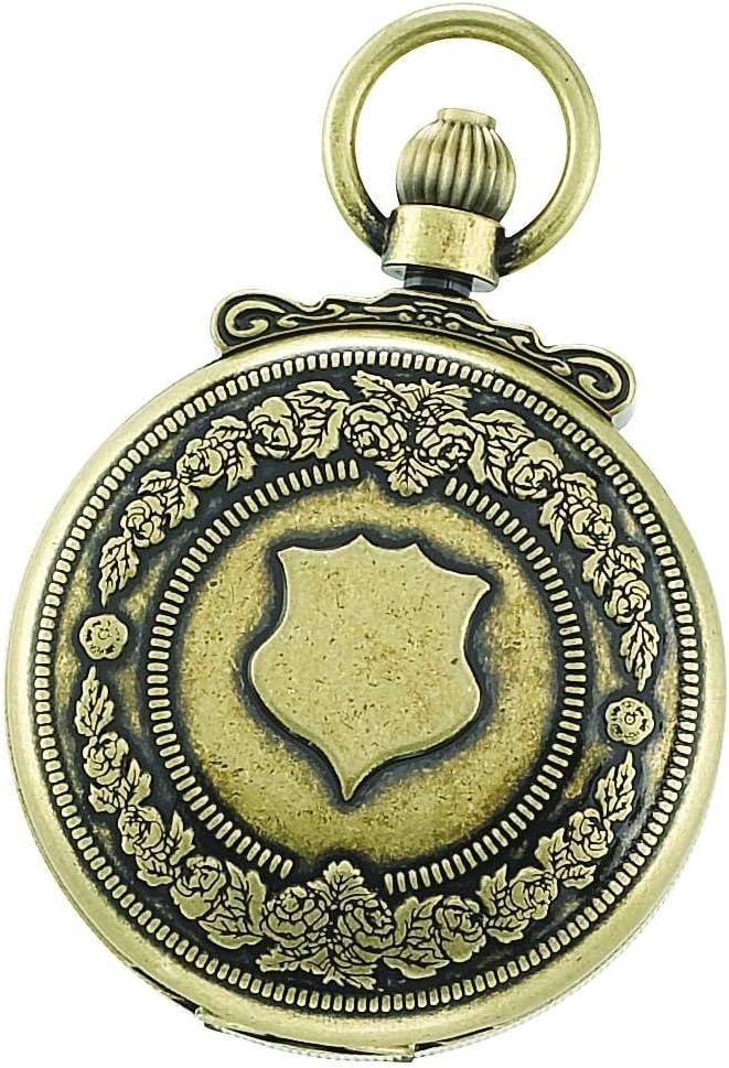 Charles-Hubert, Paris 3867-G Classic Collection Gold-Plated Antiqued Finish Double Hunter Case Mechanical Pocket Watch, Mechanical