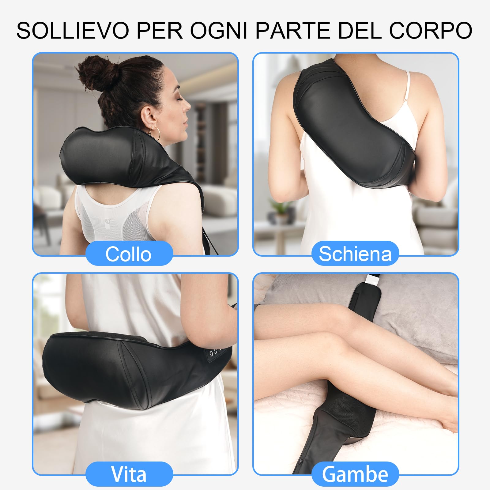 TISSCARE Massaggiatore Collo Schiena con Calore, Cinturino Regolabile per Massaggio a Mani Libere, Massaggiatore Spalle Shiatsu 3D, 20 Nodi, per Gambe Lombare, Casa Ufficio Auto