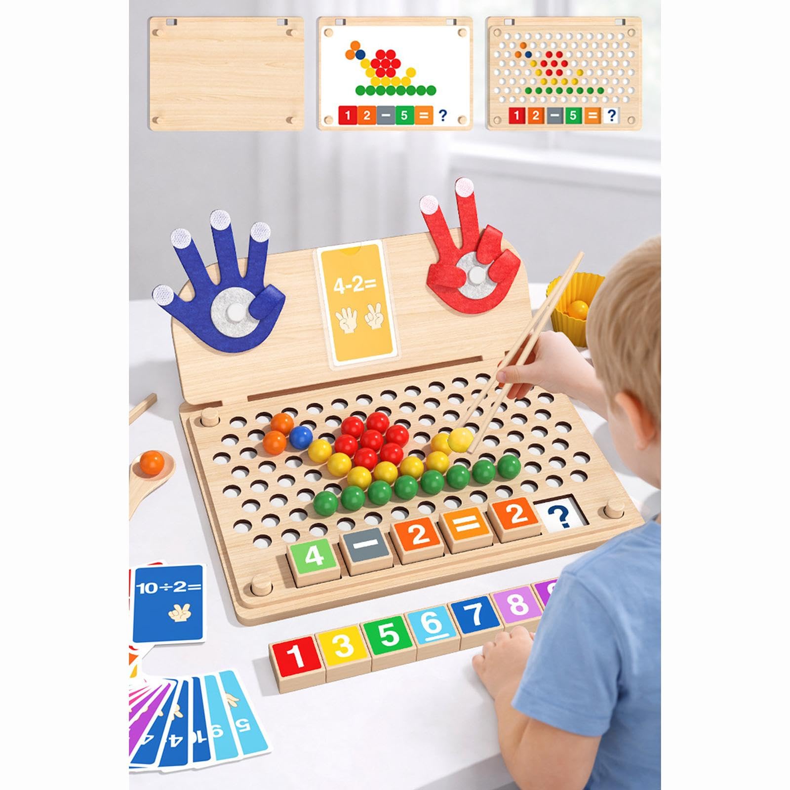 Suministros de Juguetes de Madera para El Aprendizaje: Juguete Educativo de Cálculo con Los Dedos, Actividades de Aprendizaje Preescolar para