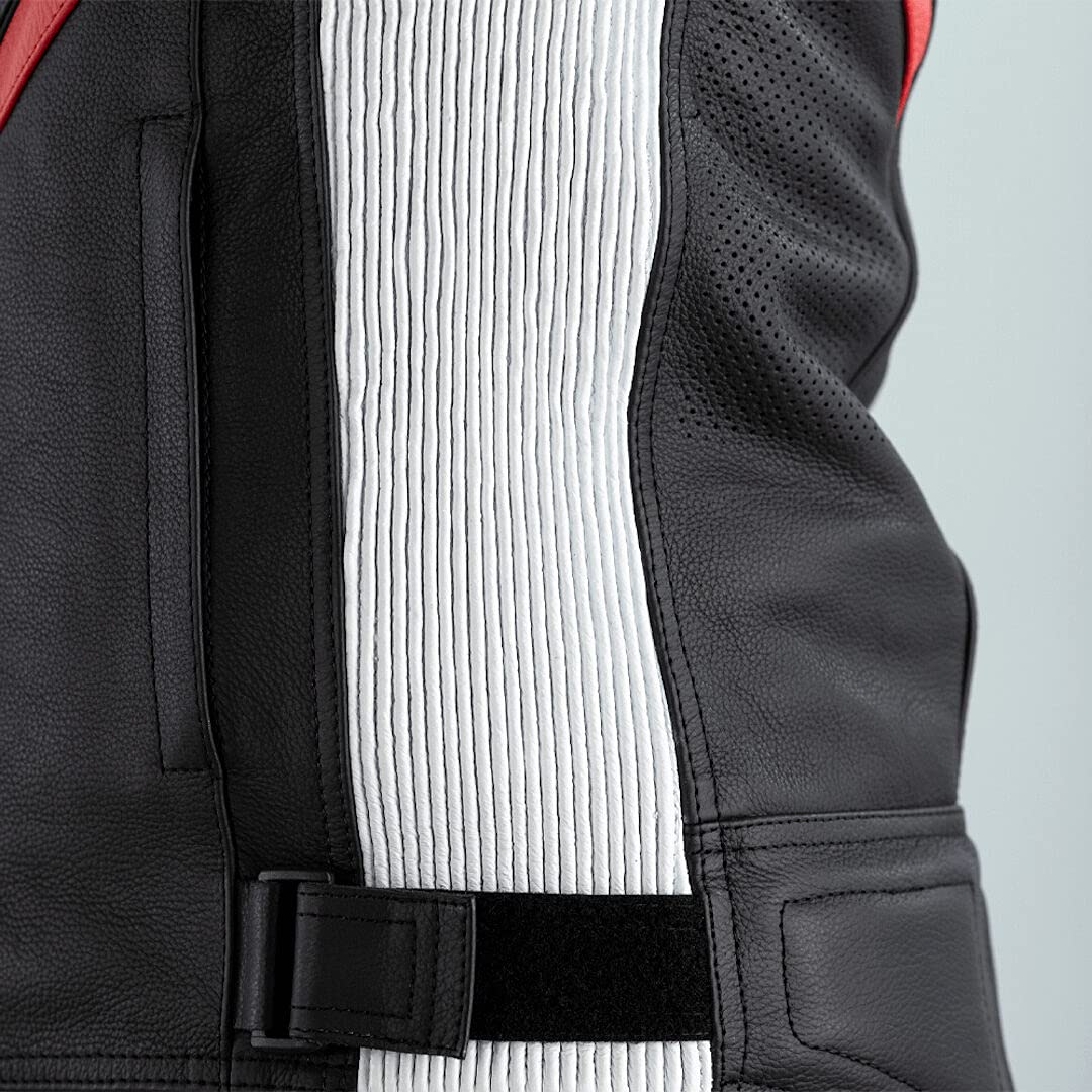 RST Sabre Airbag Moto Veste en Cuir Noir/Blanc/Rouge XL