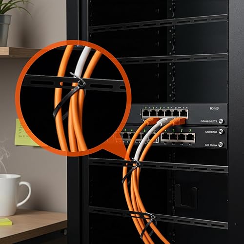 Miniatura 4 de Zonon Kit de 8 juegos de barras de amarre para organización de cables de rack, incluye 8 barras de amarre de 1U, 50 bridas, 16 tuercas enjauladas y