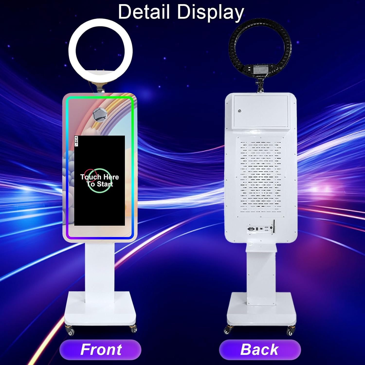 Mirror Photo Booth with 21.5" Touchscreen, APP Control & Instant Printing, Portable DSLR Photo Booth Includes RGB Ring Light & Flight Case for Wedding Parties Events (Photo Booth)
