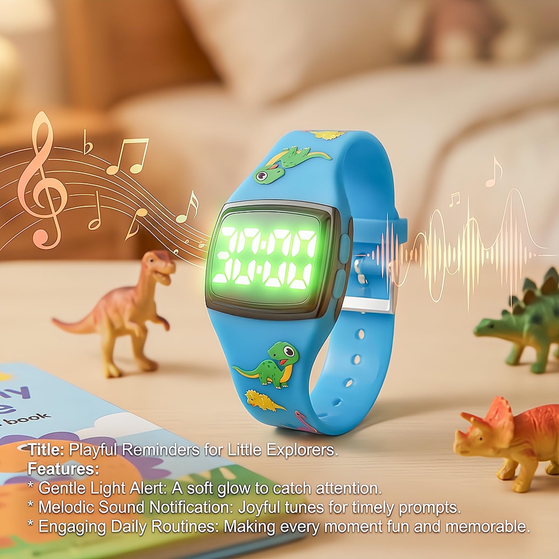 SKYROKU Reloj de silicona para niños con temporizador de entrenamiento para ir al baño con luces intermitentes y tonos musicales, ayuda para entrenamiento de inodoro para niños pequeños, resistente al