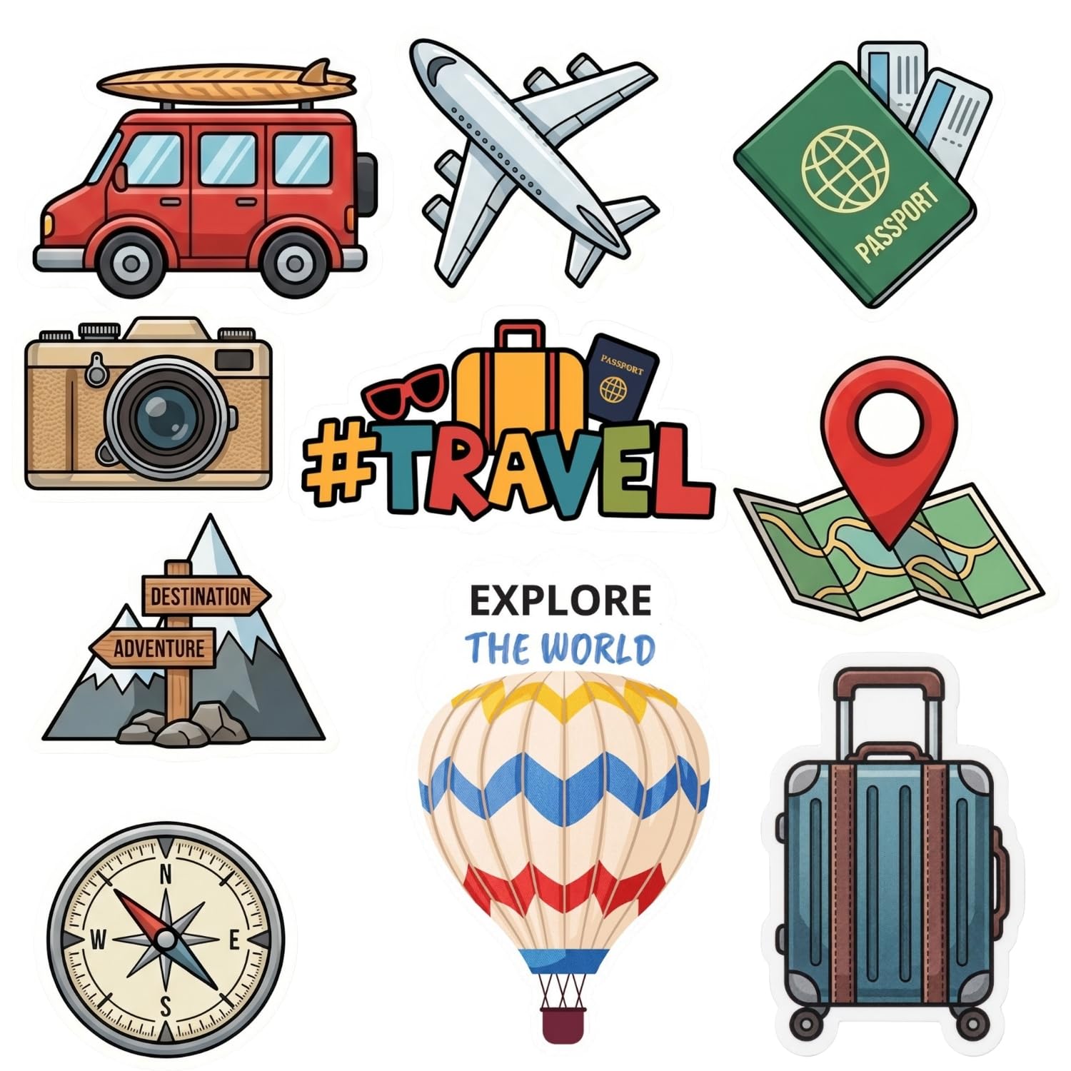 premium travel fridge magnets set of 10 – durable waterproof refrigerator magnets with strong hold – gift for travel lovers, stylish decorative magnets for home & office
