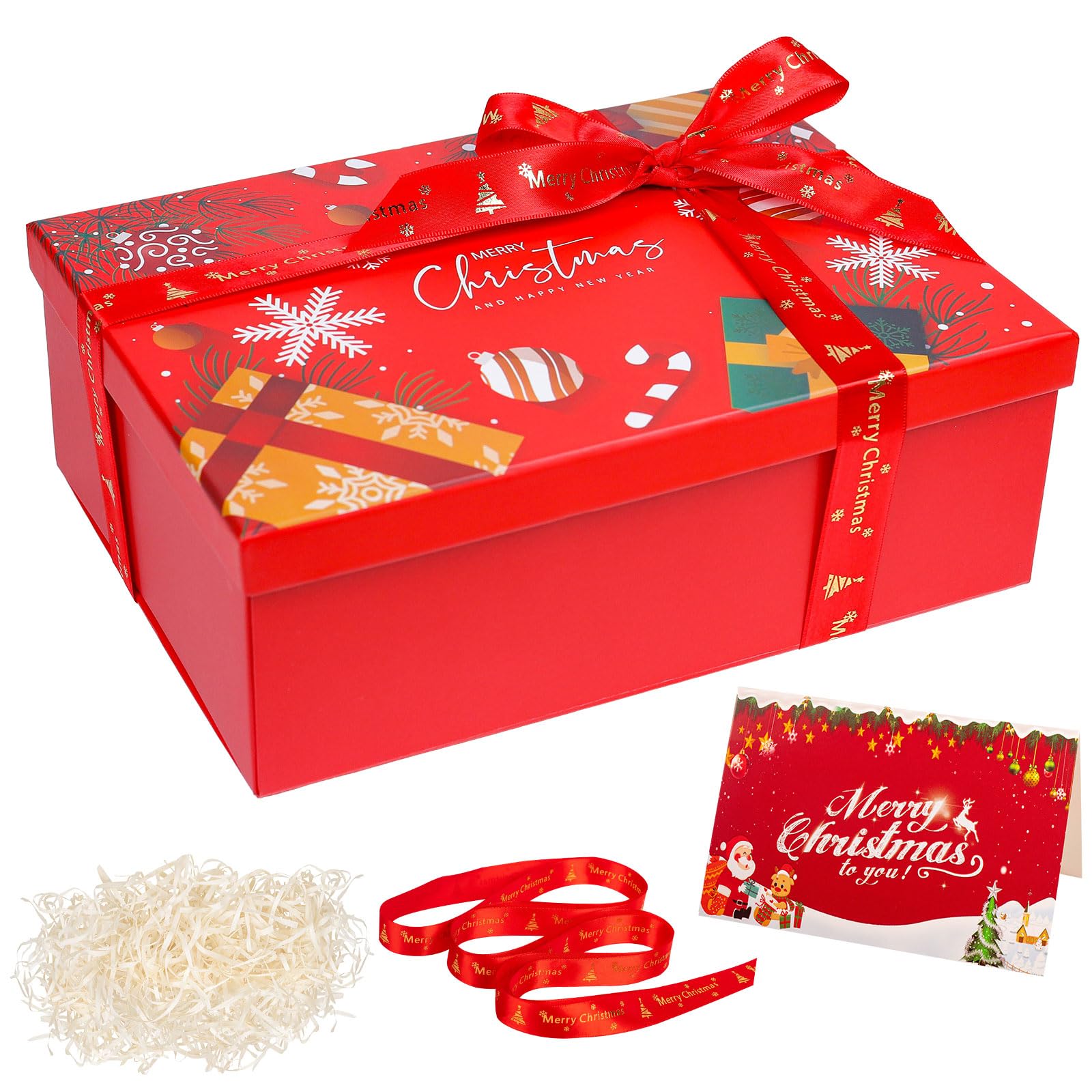 Large Christmas Gift Boxes for Present, Red Christmas Gift Box with Lids — image 1