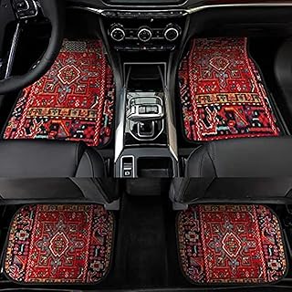 Alfombrillas antideslizantes para todo tipo de clima, delanteras y traseras, juego de 4 alfombrillas para automóvil, camiones, SUV, sedanes (rojo)