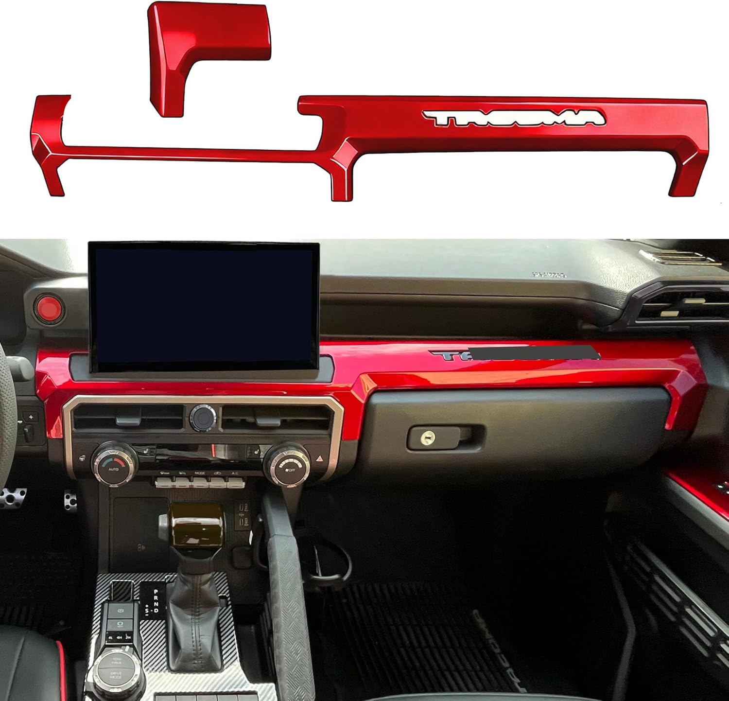 Dark Red Dashborad Panel Cover for Toyota Tacoma 2024 2025 2026 w/14 Display Interior Accessories Center Console ABS Side Frame Decor Cover (Dark Red, Fit 14 Inch Display Only)