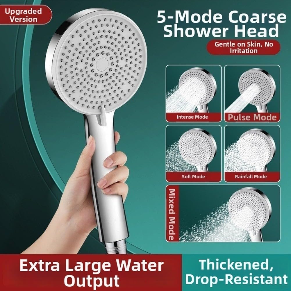 para ducha de Mano Grande con Boquillas Silicona para ducha(silver)