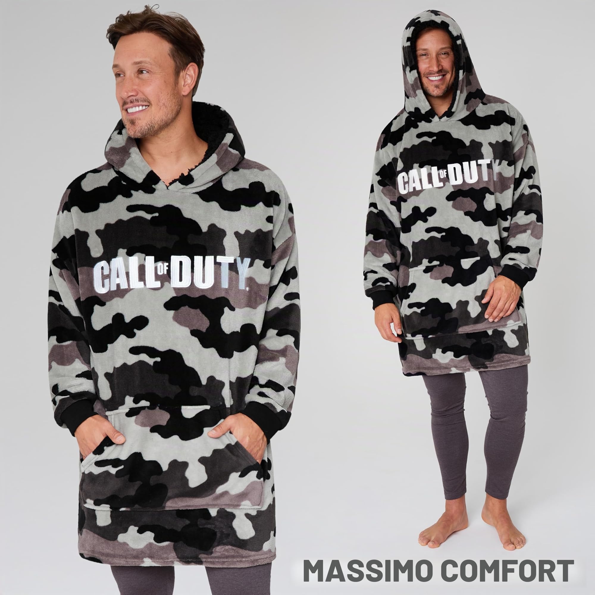 Call of Duty Felpa Coperta Uomo e Adolescenti, Mimetico Coperta Indossabile con Cappuccio Pile, Gioco Regali per Lui