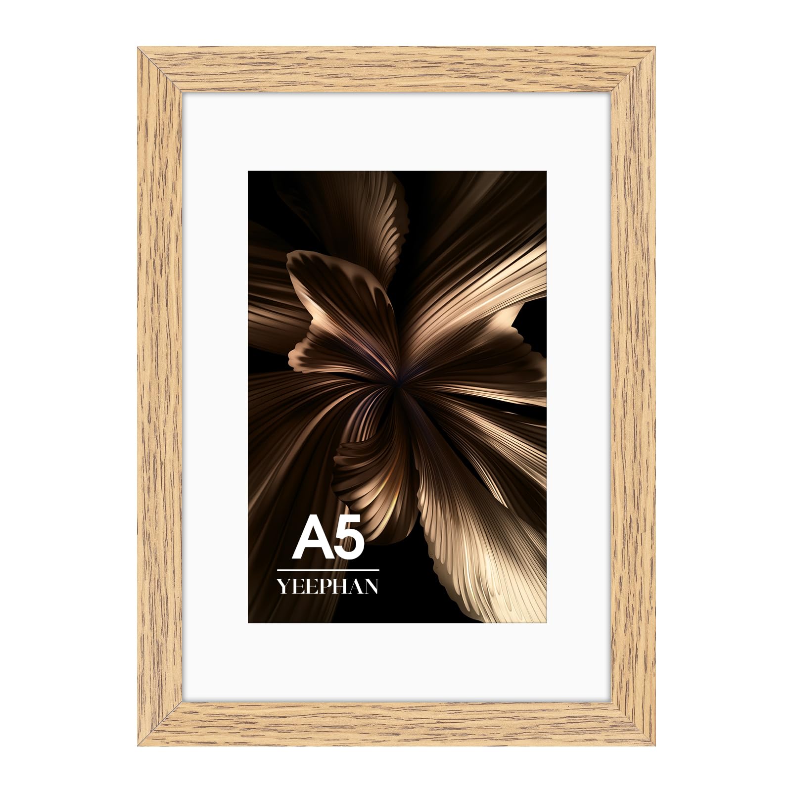 A5 Picture Frame - A5 Frames with Mount for 10x15 Prints, Wooden Photo Frame with Perspex Front, Medium Density Fiberboard, Light Wood Grain, Stand Tabletop or Wall Hanging