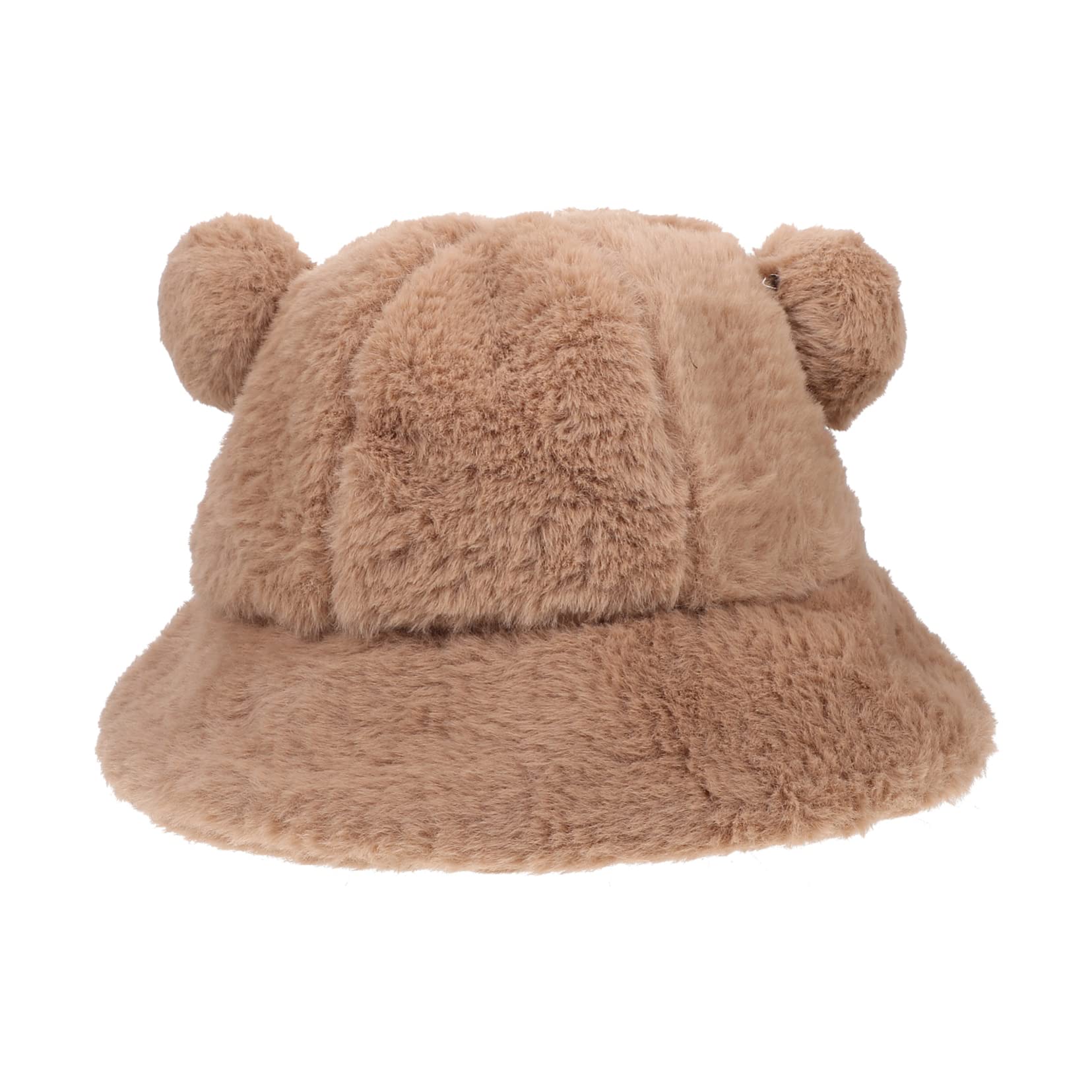 PRETYZOOM Plush Cap Women Winter Hat Bucket Hat Bear Comfortable Beanie for Cold Weather Khaki