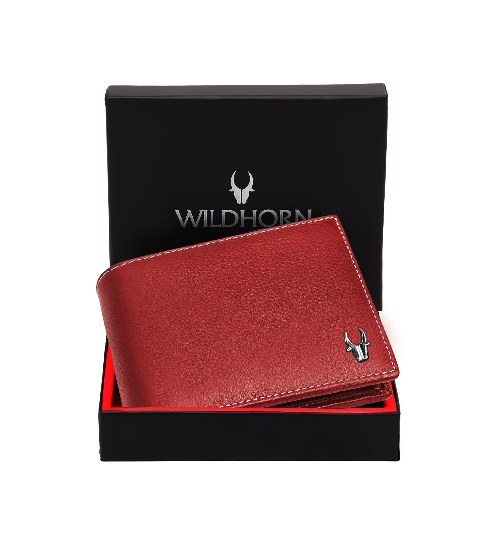 WildHorn Olive Leather Men's Wallet (WH2050) (Red)