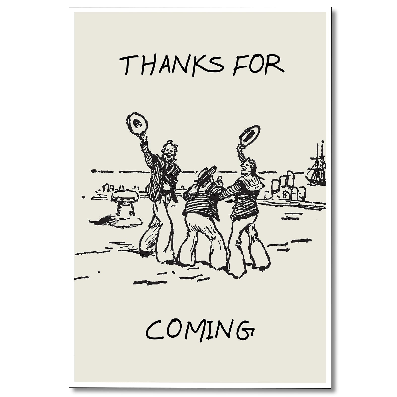 pedkvtmewo Vintage Thanks for Coming Canvas Wall Art, Black White Funny Nautical Room Aesthetic Poster, Trendy Sailor Men Picture Painting, Funky Decor for Bedroom Apartment 12x16in Unframed