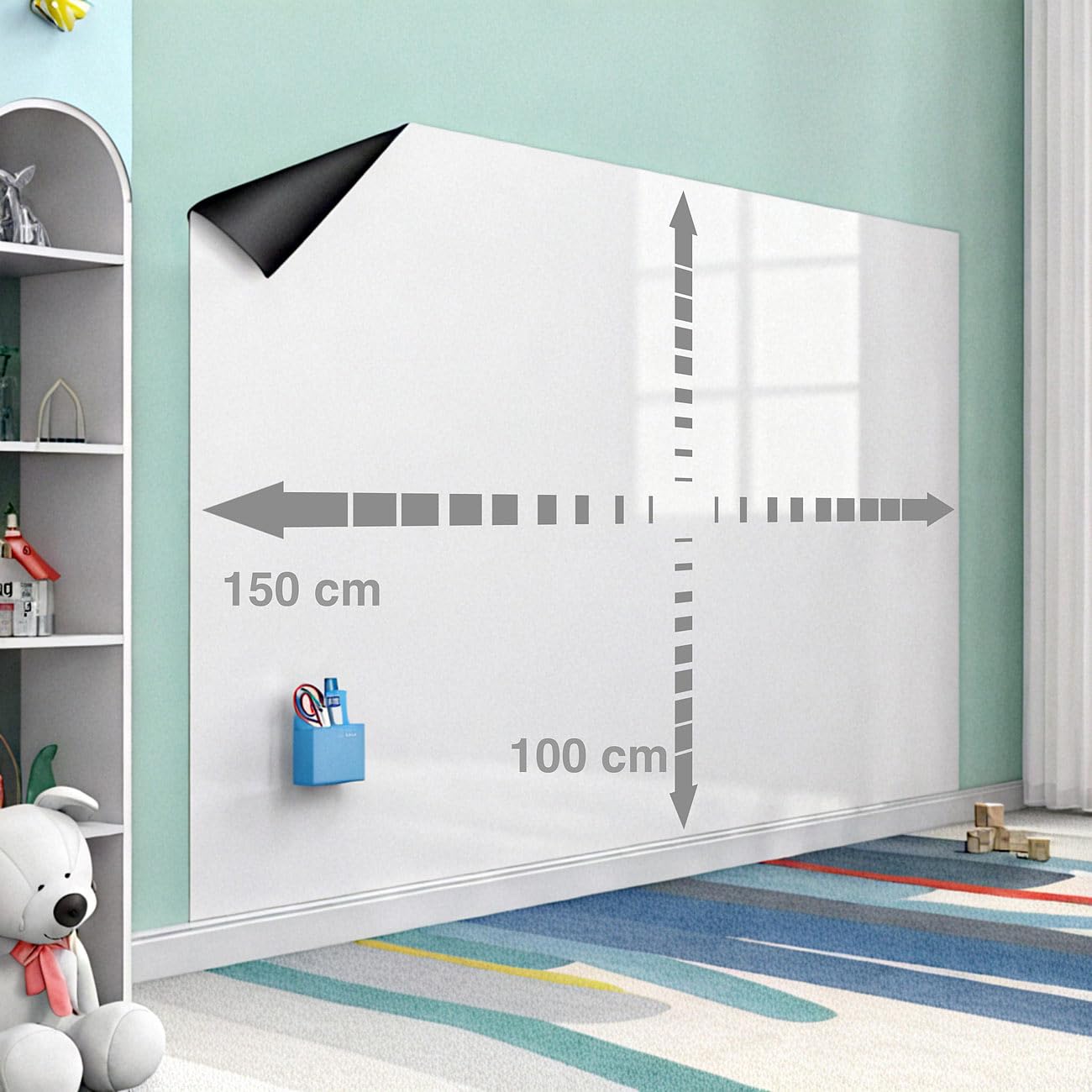 infactory Magnet Pinnwand: 4er-Set Magn. Whiteboard-Folie, selbstklebend, 4 Marker, 150 x 100 cm (Whiteboard Folie magnetisch, Magnetfolie)