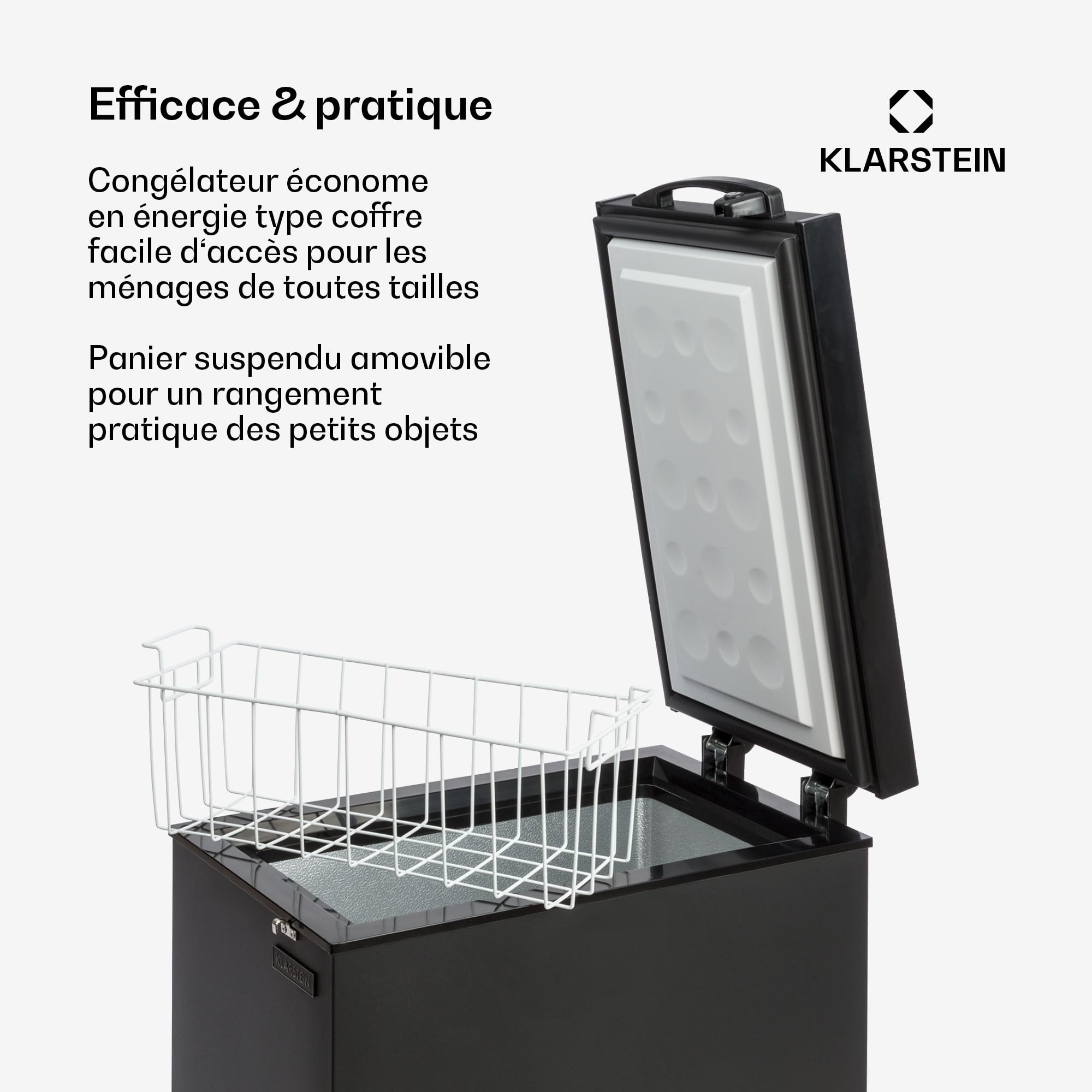 Klarstein Mini Congélateur Armoire 51L, Petit Congélateur pour Chambre Maison, Panier, Économe en Énergie